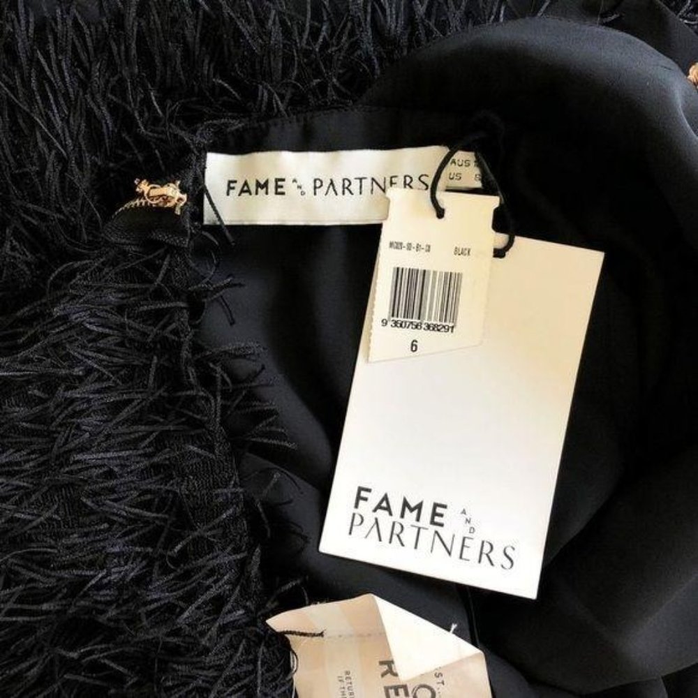 Fame and Partners Black Fringed Cocktail Dress 6 - Picture 7 of 10